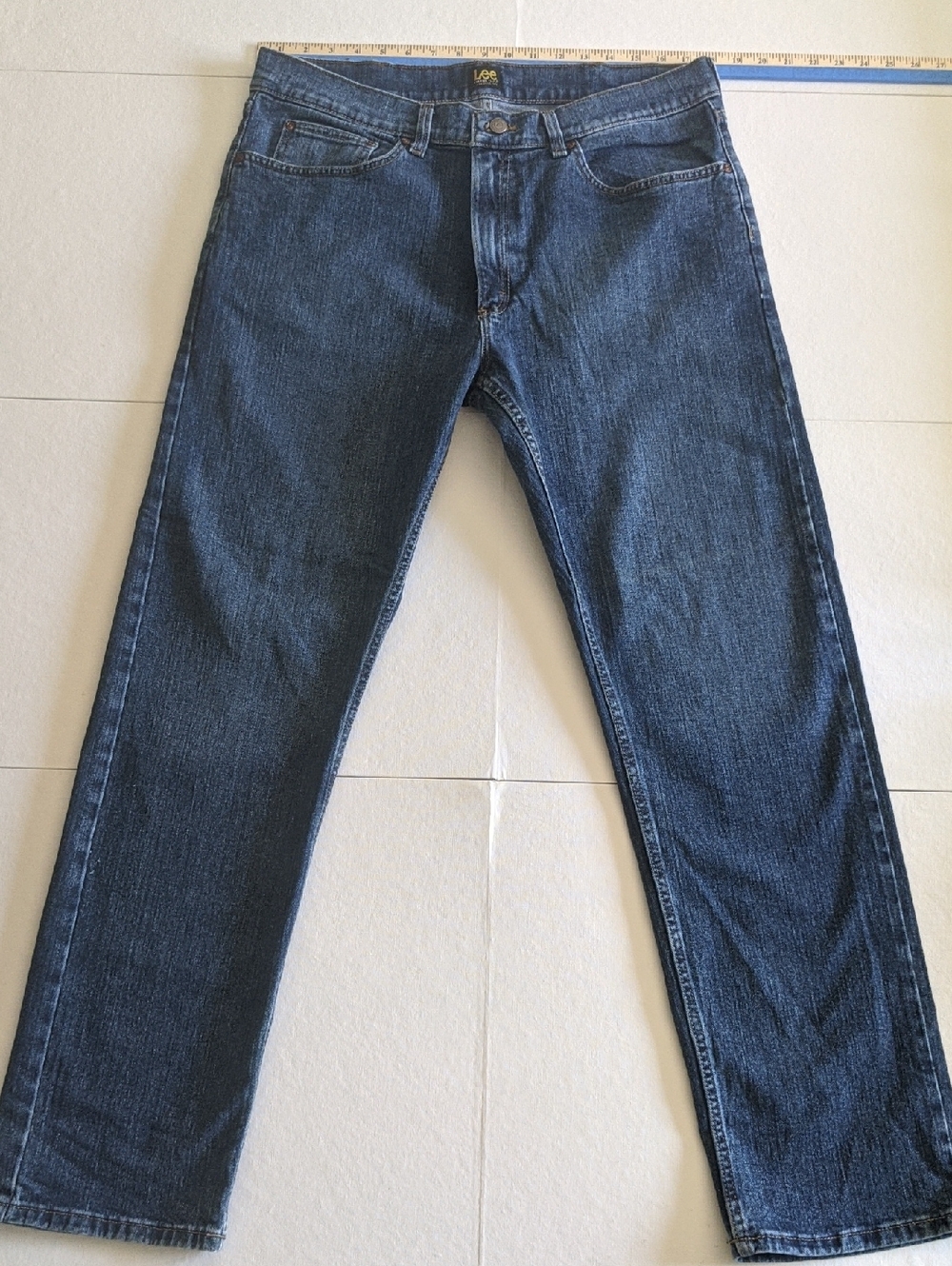 Lee 36x32 Straight Leg Jeans in Dark Blue Denim
